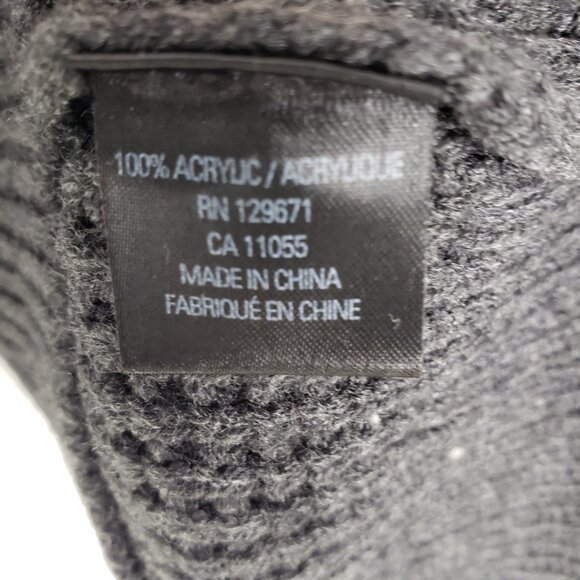 Skull Cashmere Cable Knit Turtleneck Sweater L Pullover Charcoal Gray - Picture 7 of 7